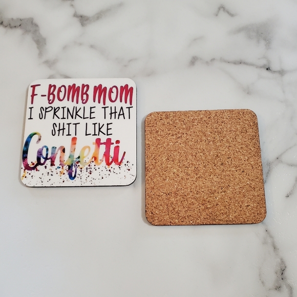 2 Pack F-BOMB MOM Coasters - Picture 5 of 5
